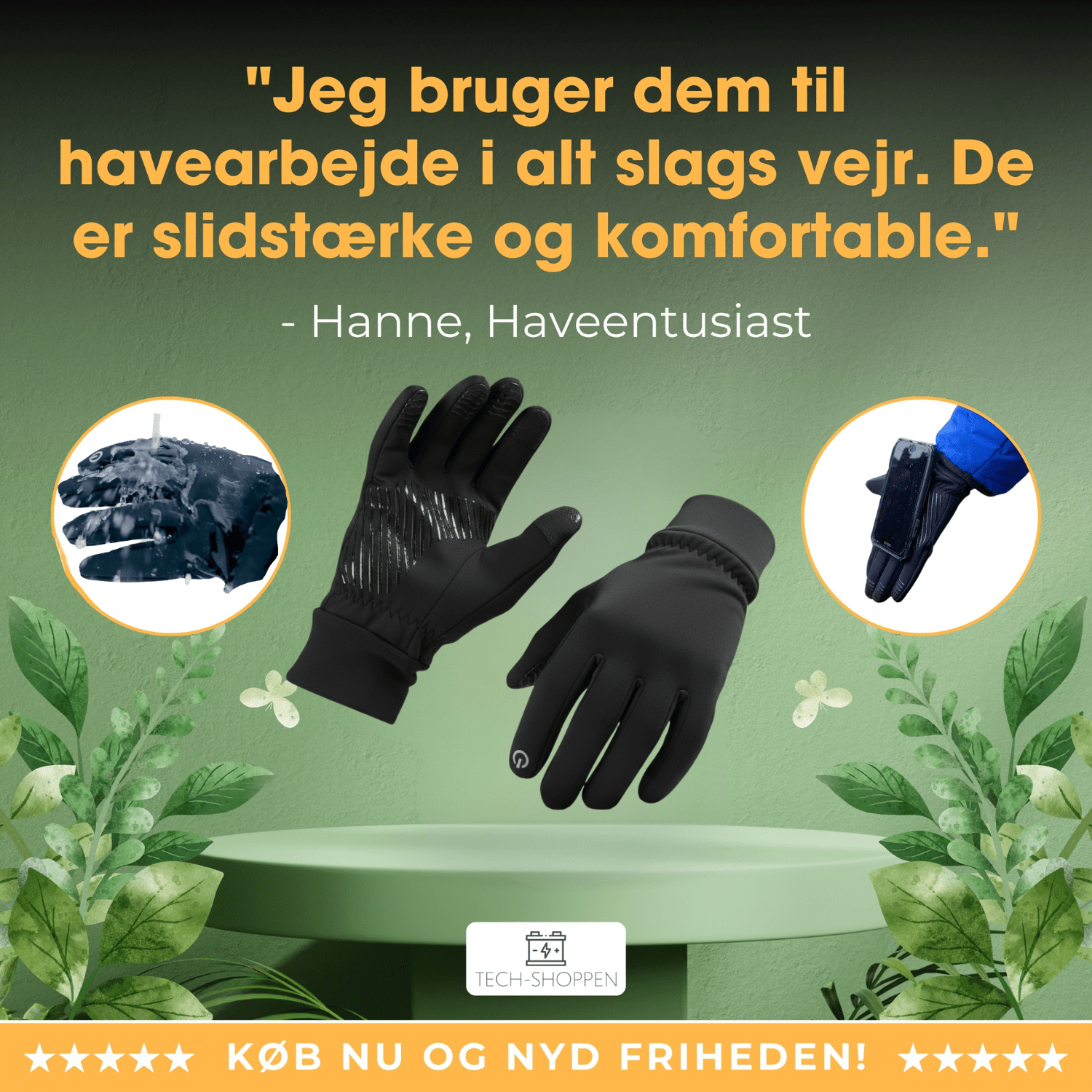 Vandafvisende Termohandsker med touch - Tech - shoppen.dk - S -