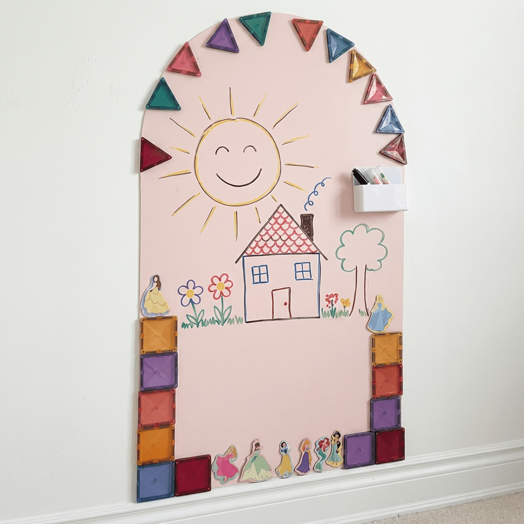 KidsBoard™ - Kreativ Magnettavle til børn - Tech - shoppen.dk - Pastel Pink -