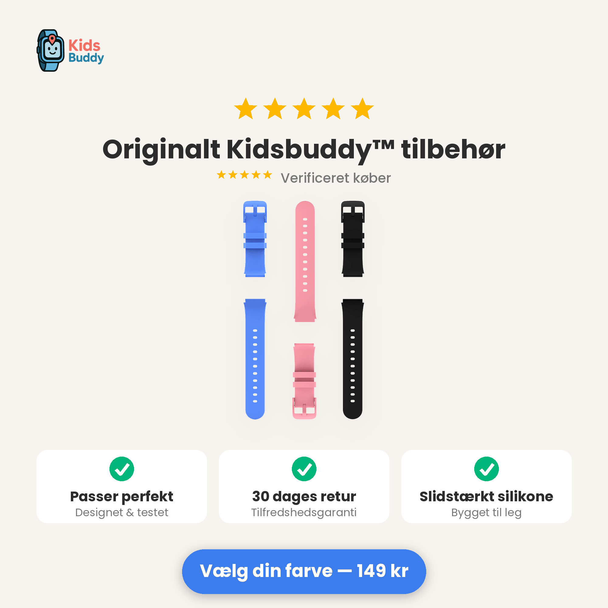 Kidsbuddy™ Urrem - Tech-shoppen.dk - Sort - 