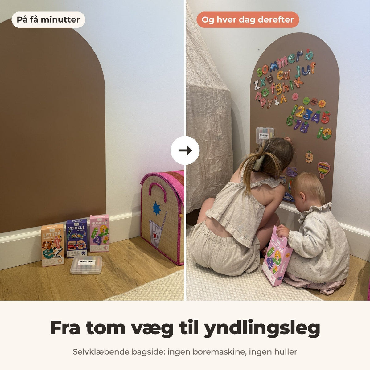 KldsBoard™ - Kreativ Magnettavle til børn - Tech-shoppen.dk - Karamelbrun - 