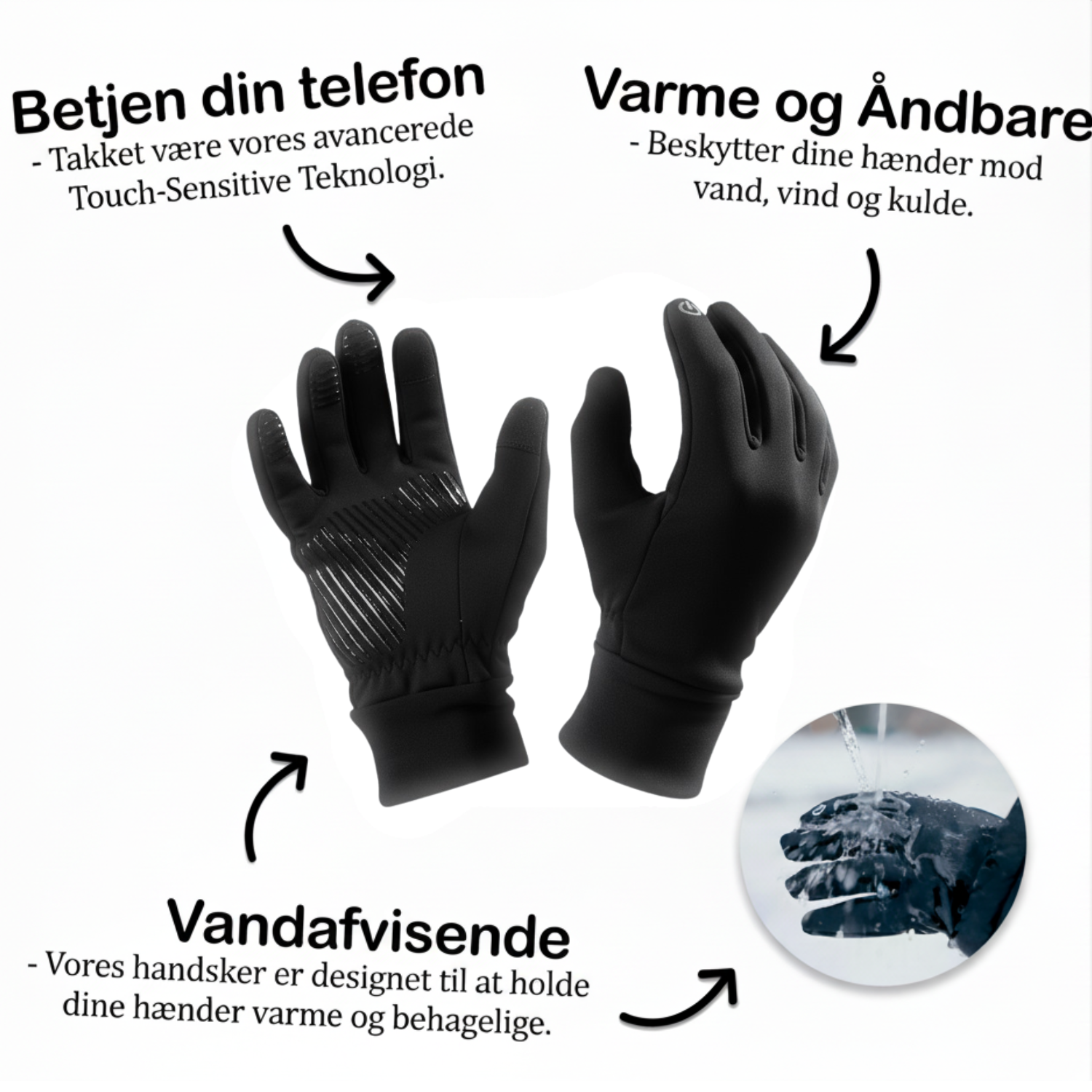 Vandafvisende Termohandsker med touch