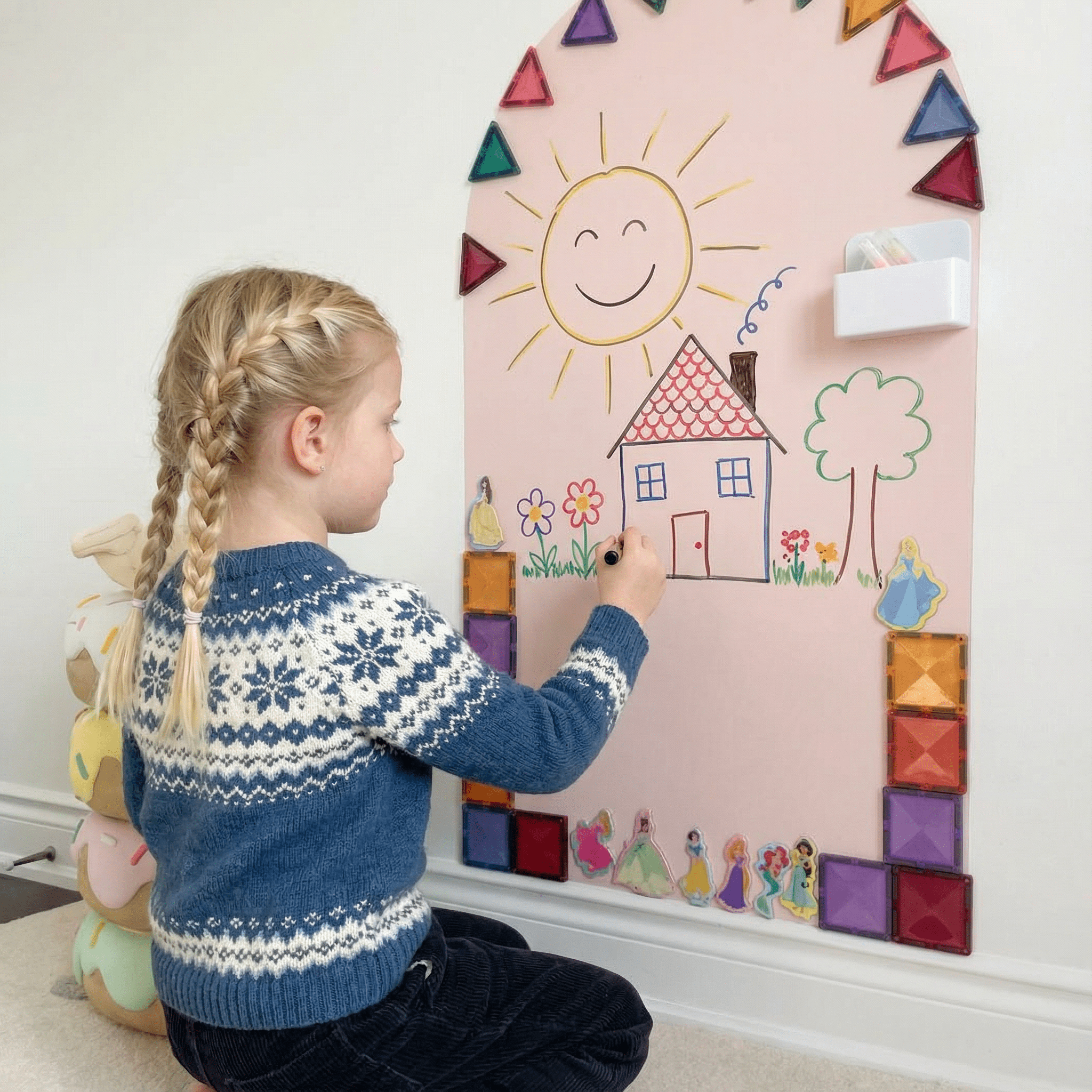 KidsBoard™ - Kreativ Magnettavle til børn - Tech - shoppen.dk - Pastel Pink - 